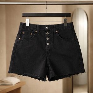 Pacsun Baggy Jeans Shorts Womens 26 Black Denim Jean New